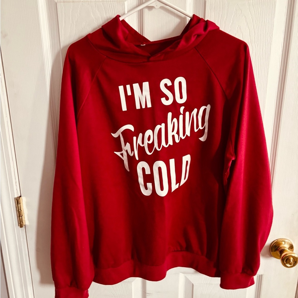 Red Hoodie with White Text
